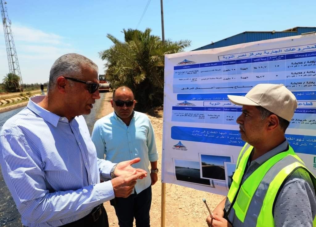 محافظ أسوان يتفقد الأعمال الجارية بمشروع رفع كفاءة الطريق الدائرى بلانة / كلابشة بنصر النوبة بتكلفة 85 مليون جنيه ، ويوجه المسئولين لسرعة الإنتهاء من المشروع خلال 3 أشهر